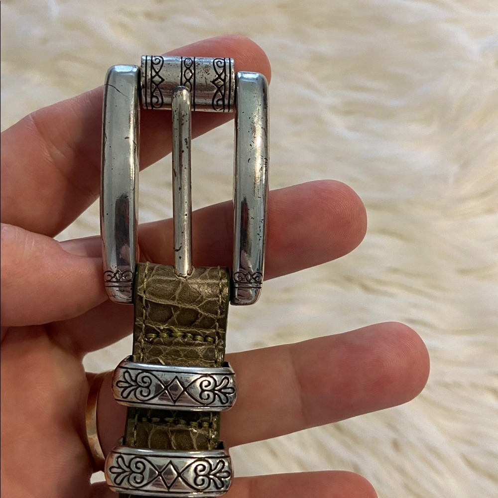 Brighton Crocodile Pattern Belt with Silver Accents size 28 excellent condition - Picture 2 of 8